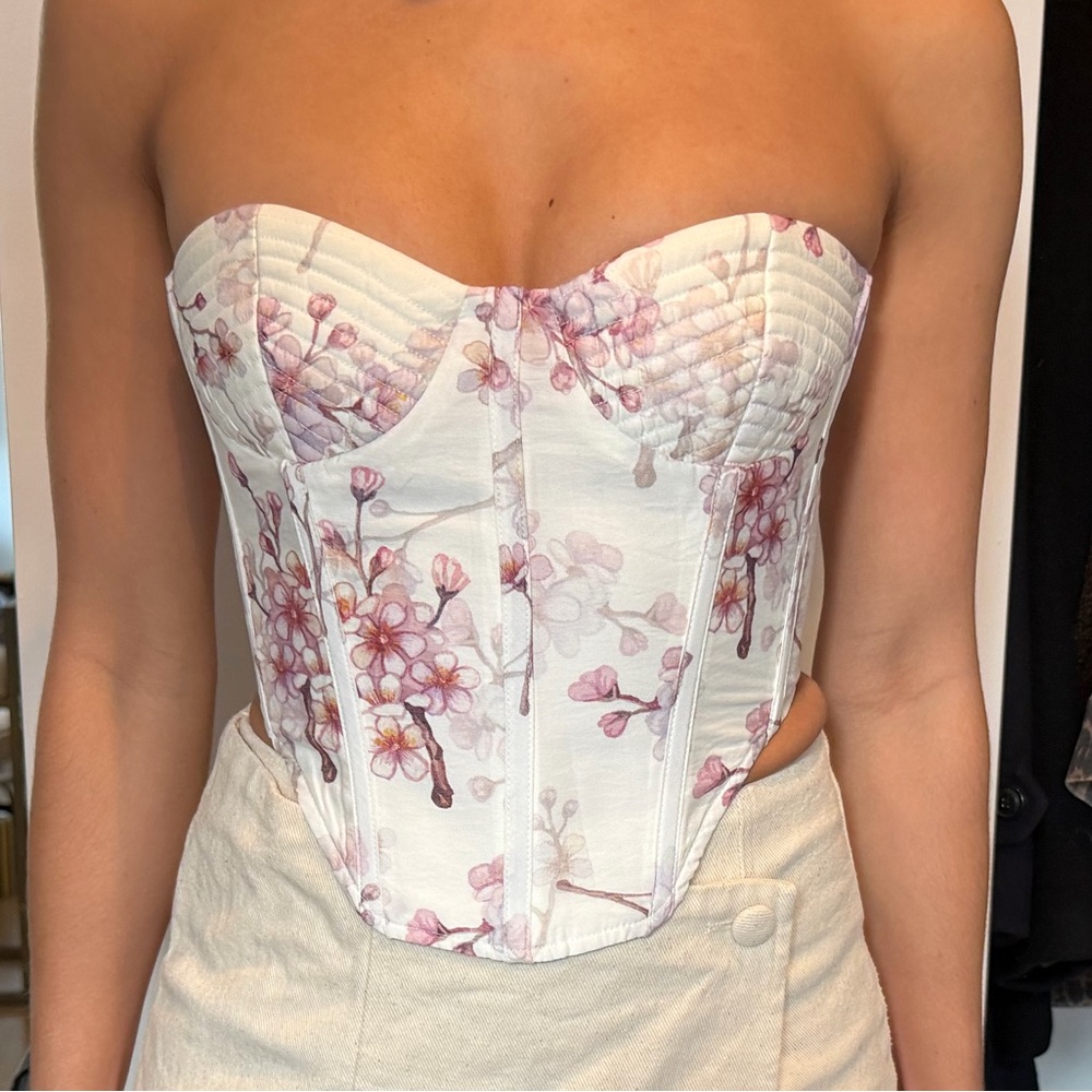 Bardot White Floral blossom corset